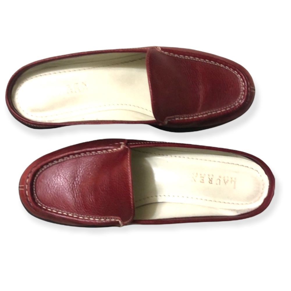 Lauren Ralph Lauren size 8 Dorri red wine leather slip on loafer mule